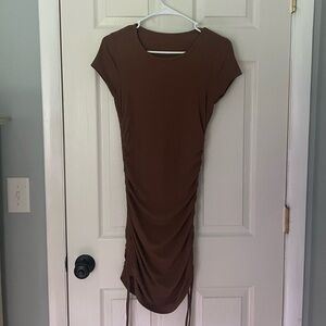 Elegant Brown Ruched Dress